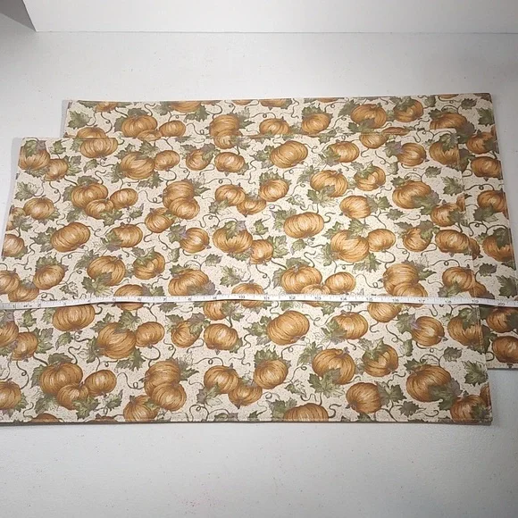 Longaberger Set Of 2 Placemats In Pumpkin Patch Fabric Reversible - Picture 2 of 4